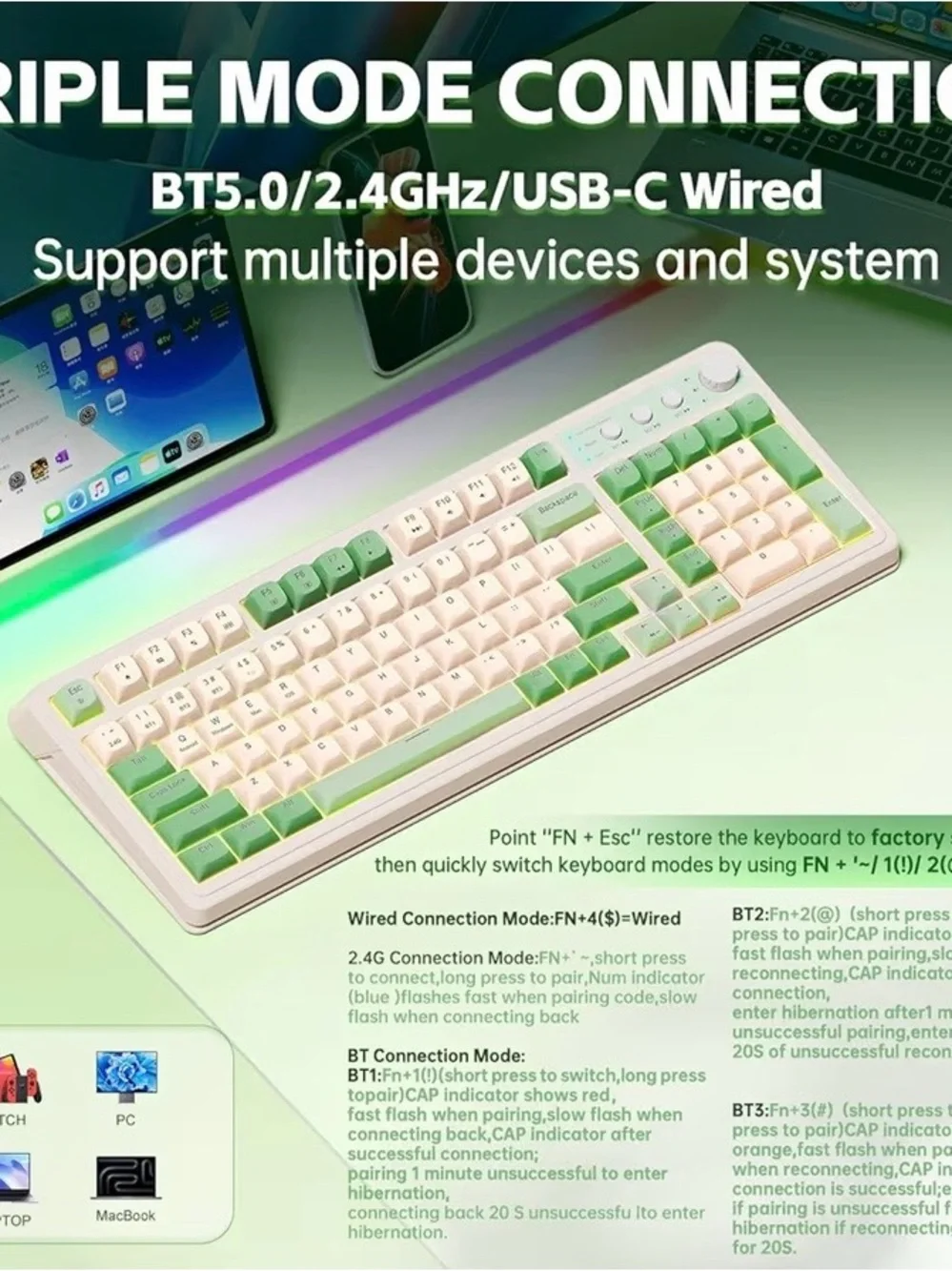 Aula S99 Gaming Keyboard RGB Creamy Keys